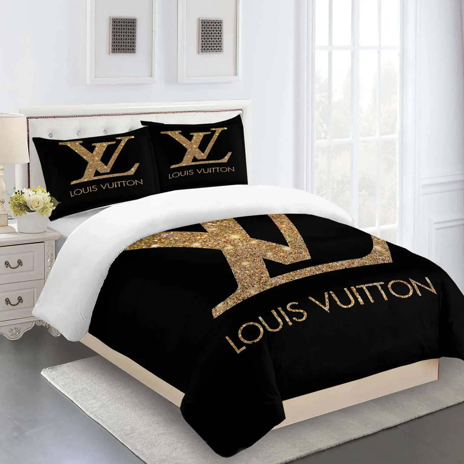 Louis Vuitton Fashion Logo Limited Luxury Brand Bedding Set BS427