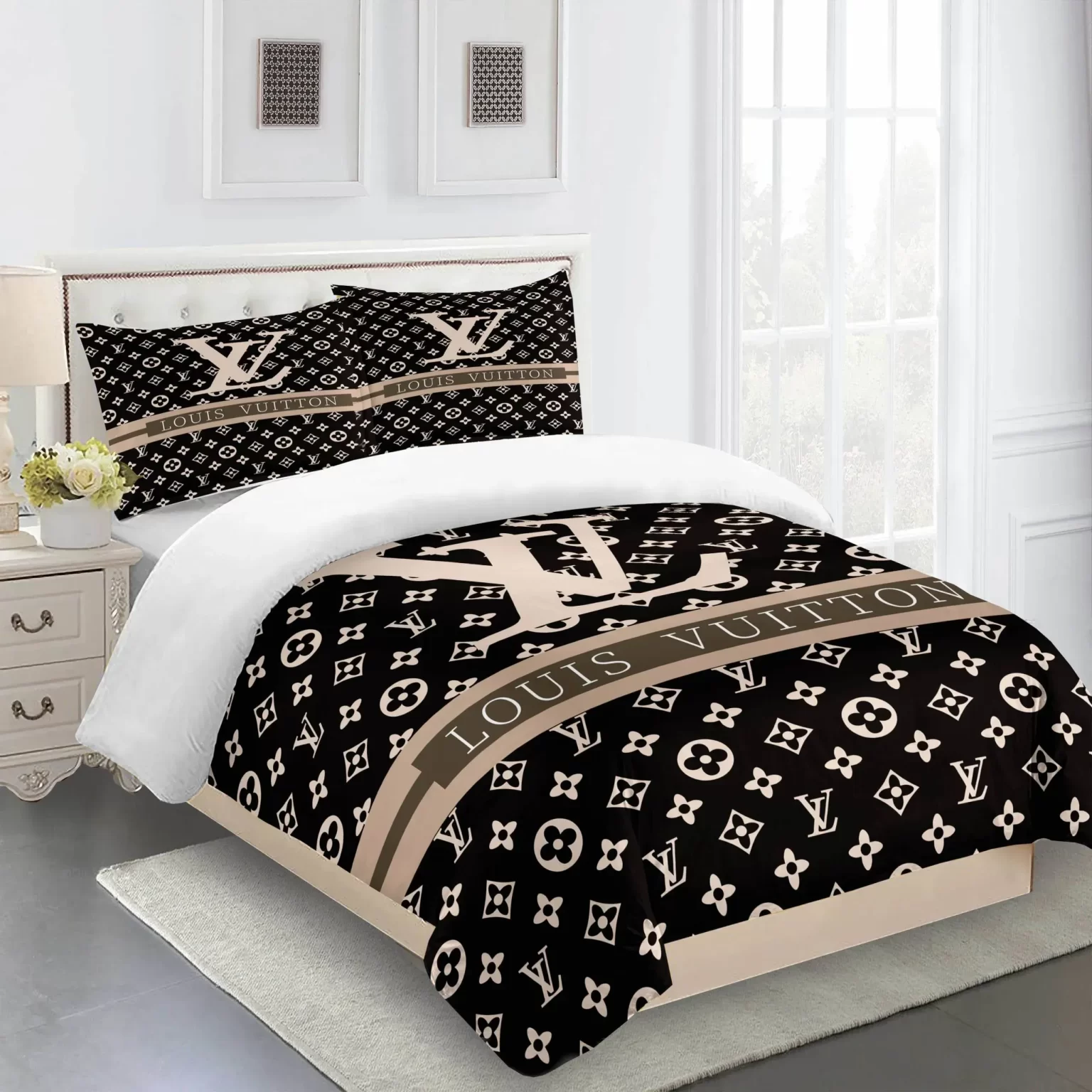 Louis Vuitton Fashion Logo Limited Luxury Brand Bedding Set BS428