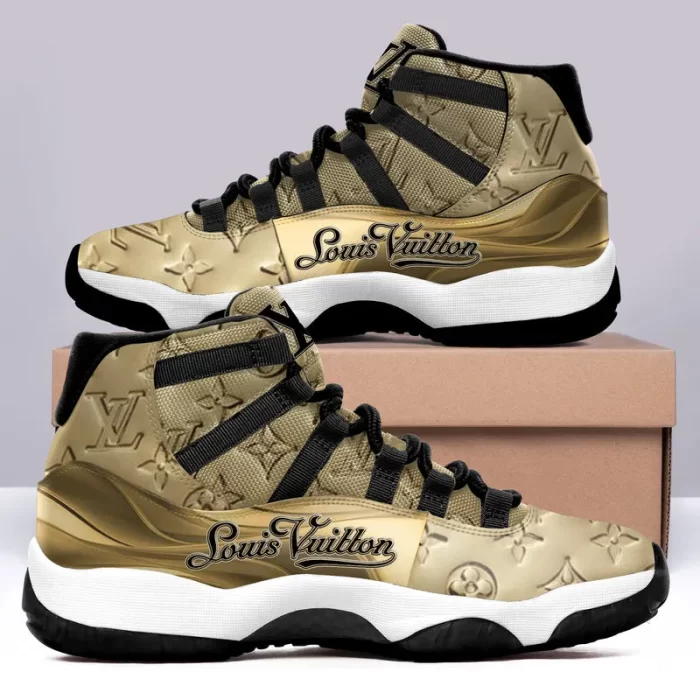 Louis Vuitton Gold Air Jordan 11 Sneakers Shoes LV JD11036