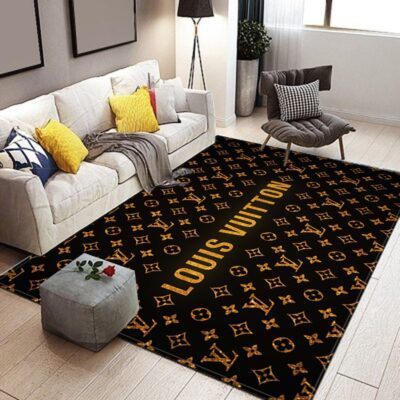 Louis Vuitton Golden New Fashion Area Rug Carpet Living Room Rug Decor RR2798
