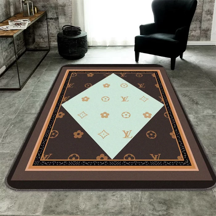 Louis Vuitton Luxury Brand Premium Logo Area Rug Carpet Floor Decor RR2736