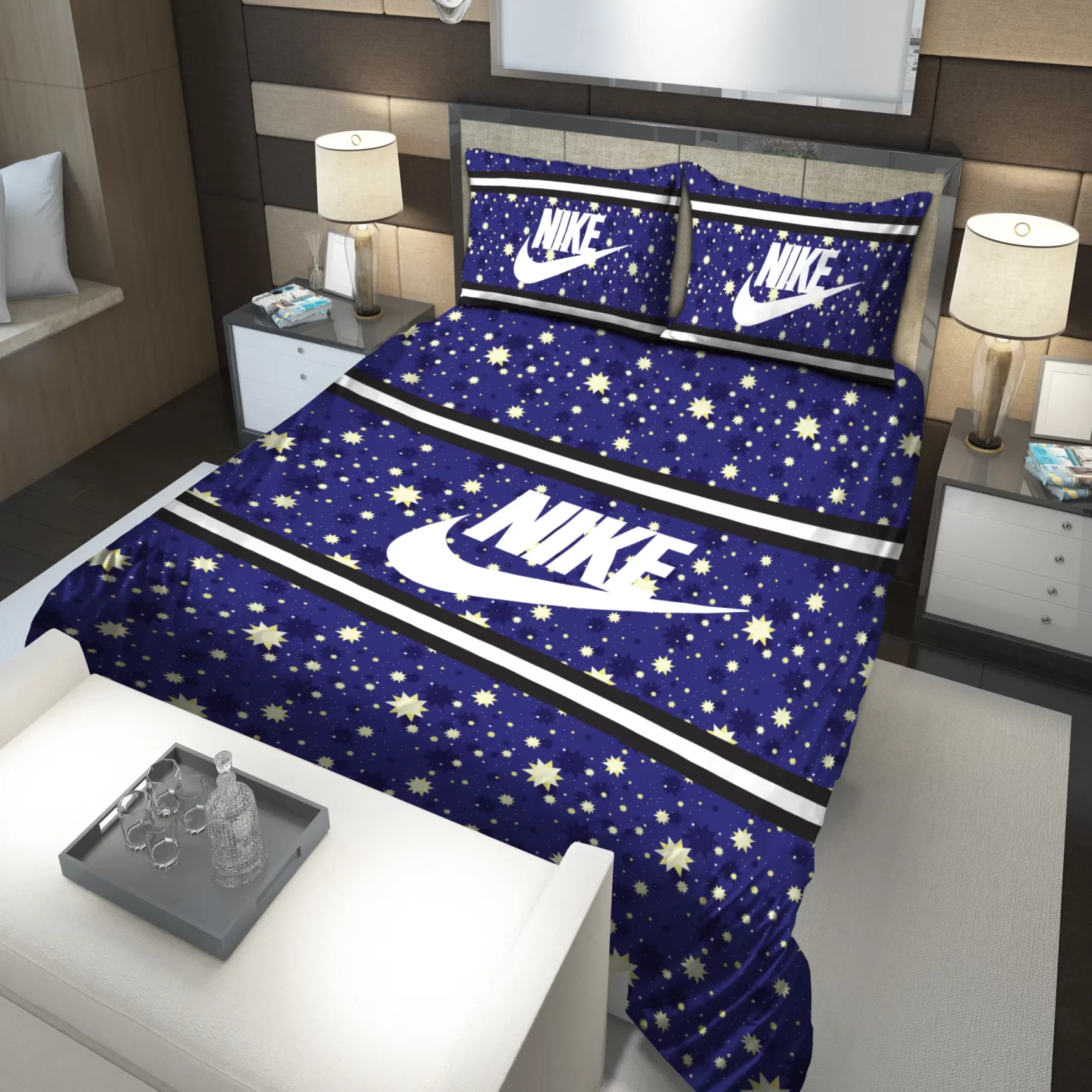 Nike Blue Fashion Luxury Brand Premium Bedding Set BS237
