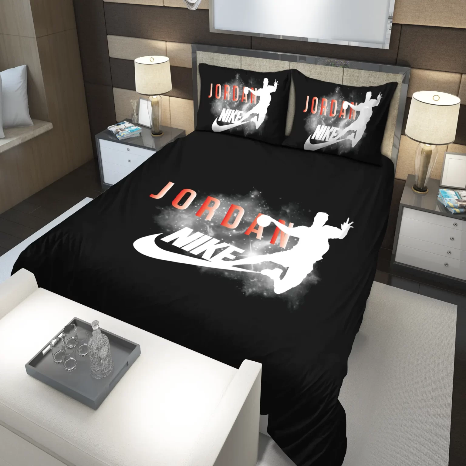 Nike Jordan Black Fashion Luxury Brand Premium Bedding Set BS238