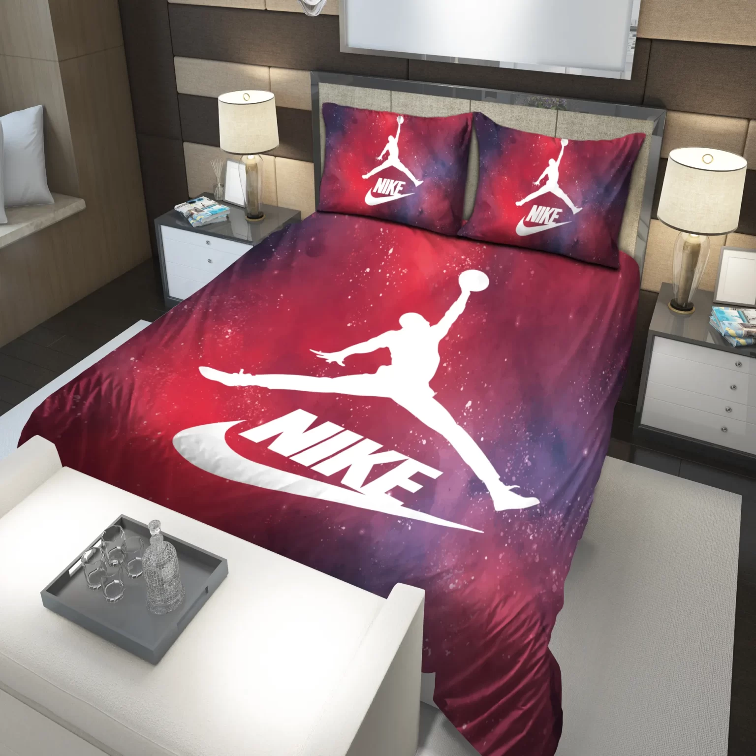 Nike Jordan Red Fashion Luxury Brand Premium Bedding Set BS235
