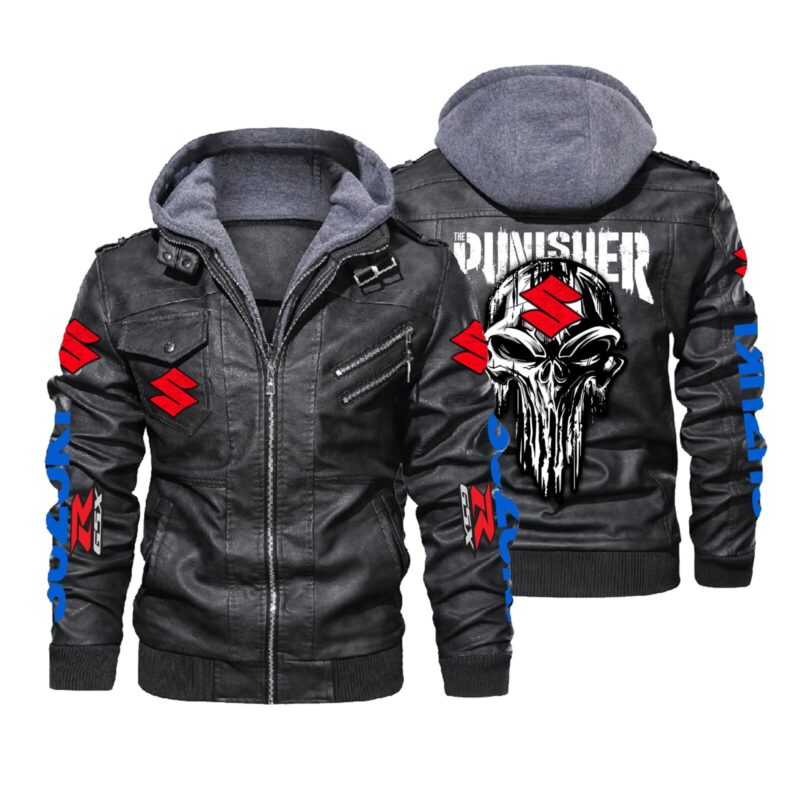 Personalized Suzuki Punisher Skull Leather Jacket LJ2192