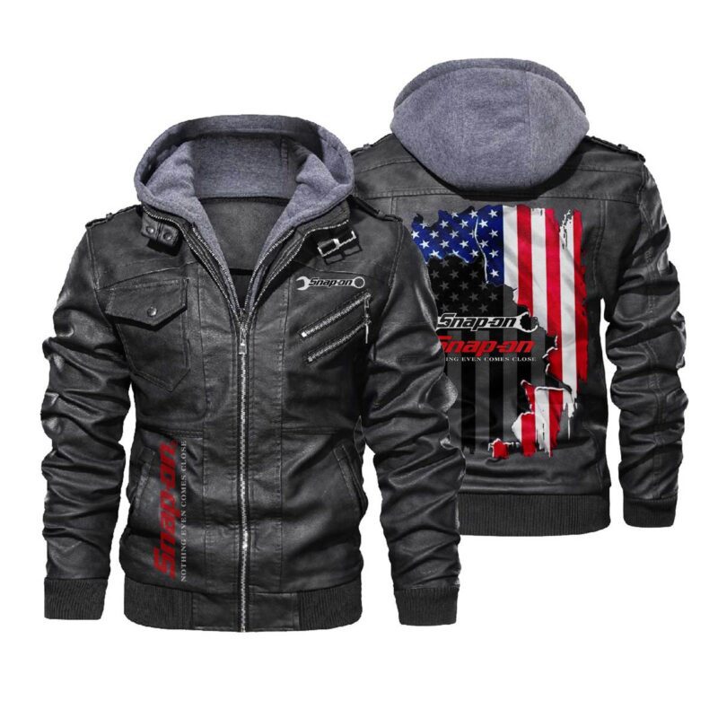 Snap-on Nothing Even Comes Close American flag Leather Jacket LJ2415