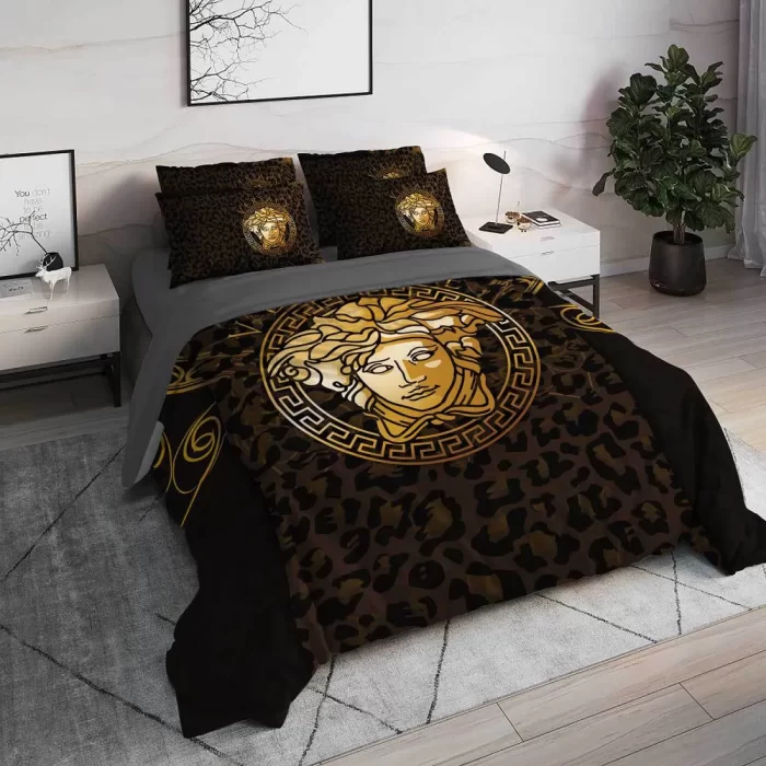 Versace Brown Medusa Luxury Brand High End Premium Bedding Set BS163