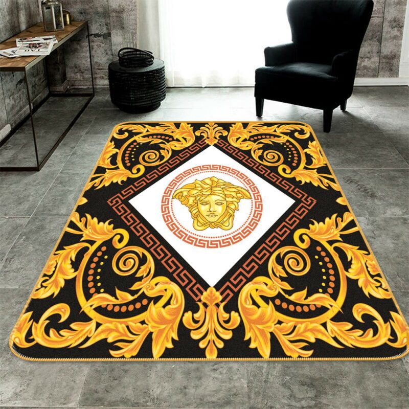 Versace Golden Logo Fashion Luxury Brand Area Rug Carpet Floor Decor RR2703