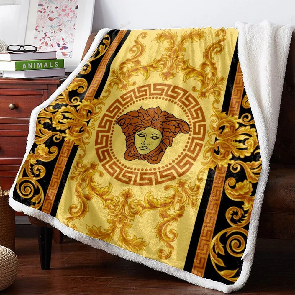 Versace-Logo-Fashion-Luxury-Brand-Premium-Fleece-Sherpa-Blanket-Sofa-Decor-BL3094 Versace Logo Fashion Luxury Brand Premium Fleece Sherpa Blanket Sofa Decor BL3094