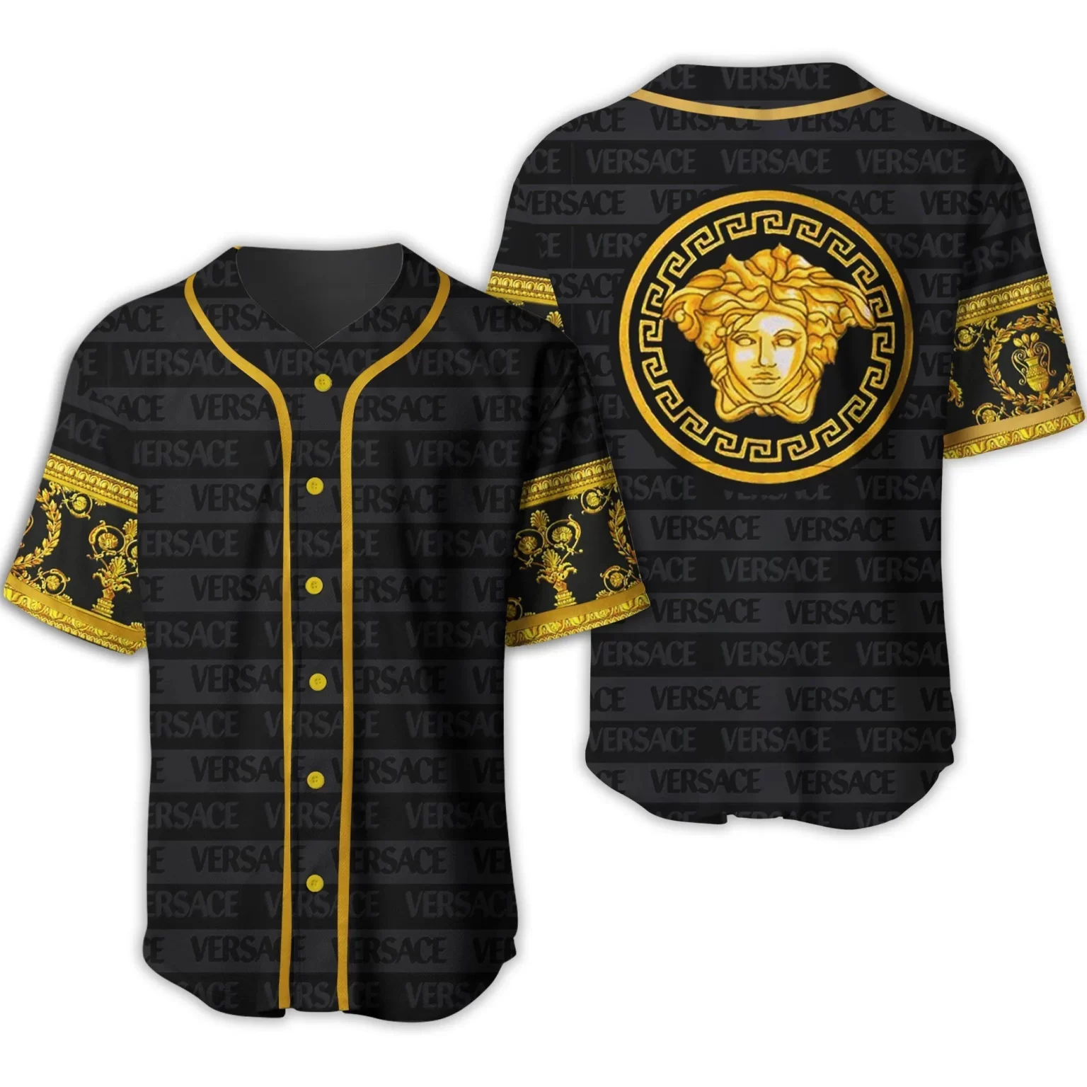 Versace Medusa Black Grey Luxury Brand Baseball Jersey BJ825