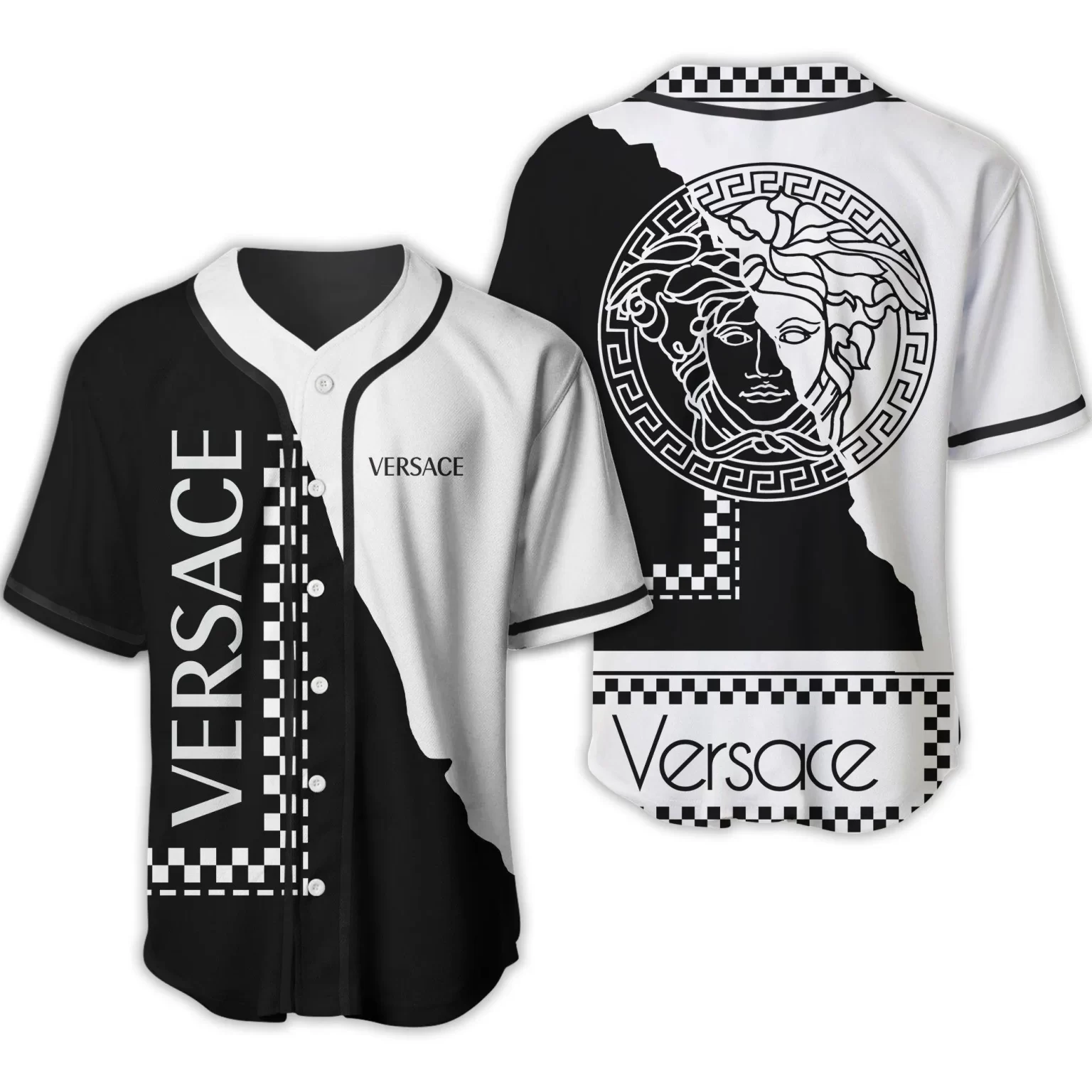 Versace Medusa Black White Luxury Brand Baseball Jersey BJ834