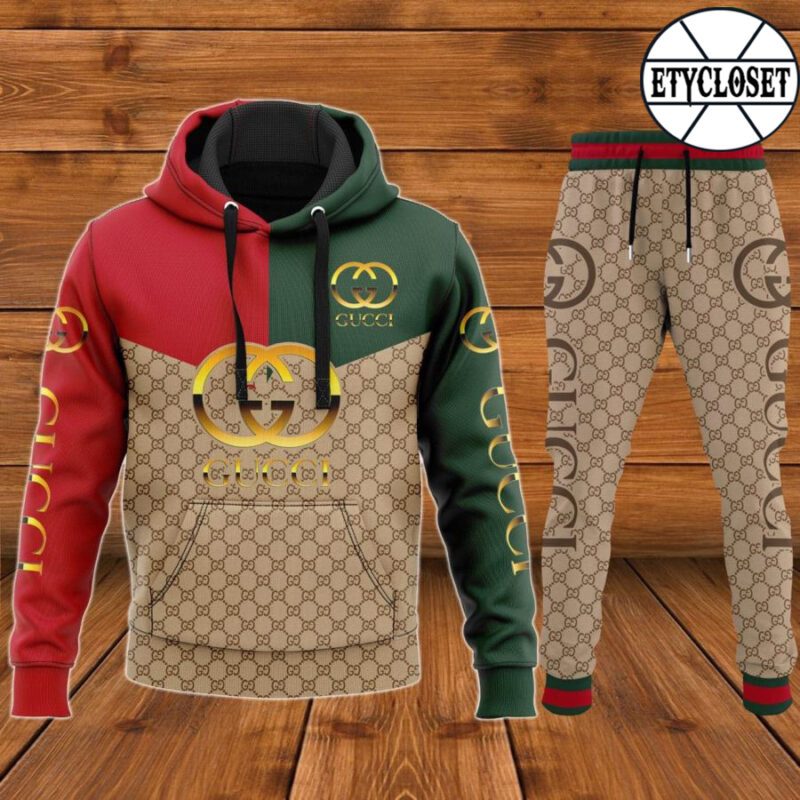 Gucci Brown Hoodie Long Sweatpants Hot Trending Luxury Brand Outfit Sport For Men HLS038