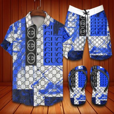 Gucci Flip Flops And Combo Hawaii Shirt Shorts Luxury Brand Summer Outfit HSF324