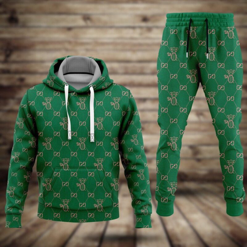 Gucci Green Hoodie Long Sweatpants Hot Trending Luxury Brand Outfit Sport For Men HLS036