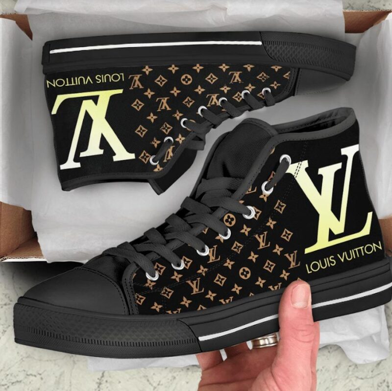 Louis Vuitton Black Brown High Top Canvas Shoes Luxury Sneakers LV LHTS008