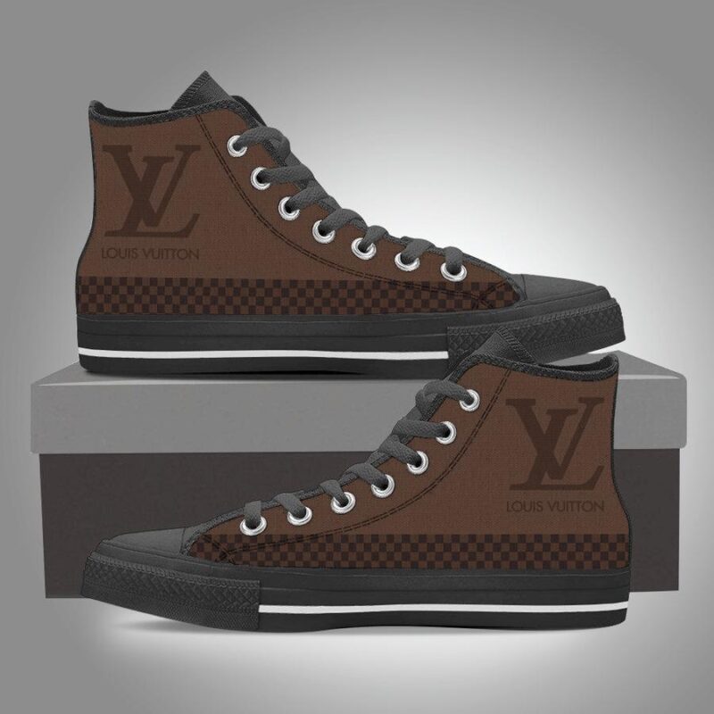 Louis Vuitton Brown High Top Canvas Shoes Luxury Sneakers LV LHTS022