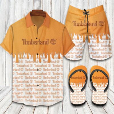 Timberland Flip Flops And Combo Hawaii Shirt Shorts Luxury Brand Summer Outfit HSF261
