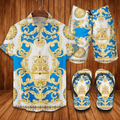 Versace Flip Flops And Combo Hawaii Shirt Shorts Luxury Brand Summer Outfit HSF180