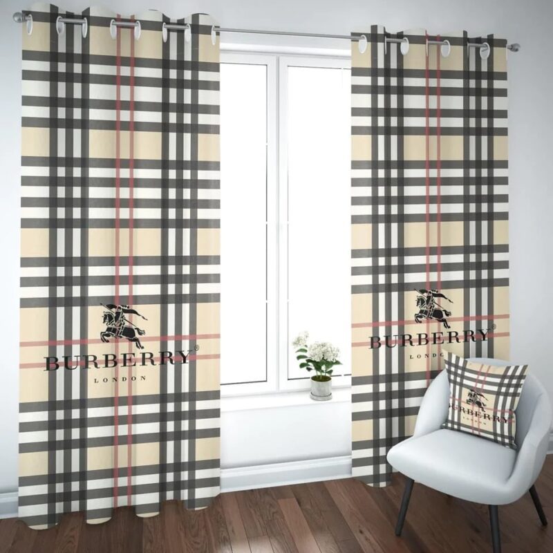 Burberry Pattern Premium Window Curtains Hot 2023 Luxury Curtain WC110