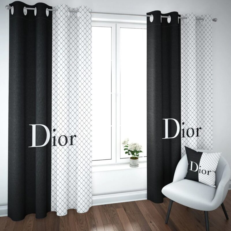 Dior Black White Premium Window Curtains Hot 2023 Luxury Curtain WC099