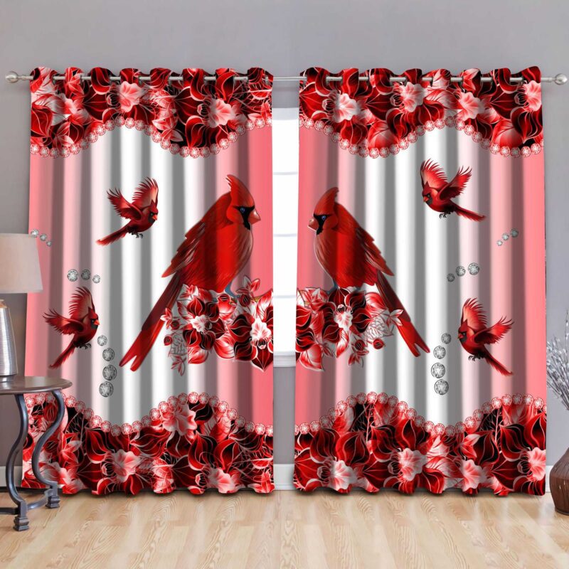 Flowers Cardinal Birds Premium Window Curtains Hot 2023 Luxury Curtain WC097