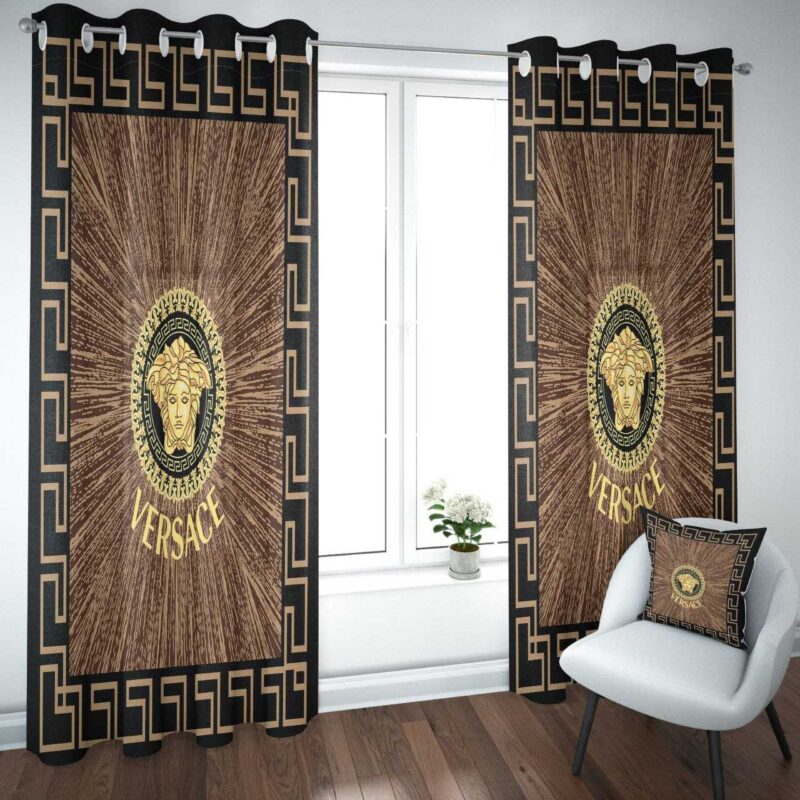 Gianni Versace Brown Premium Window Curtains Hot 2023 Set WC093