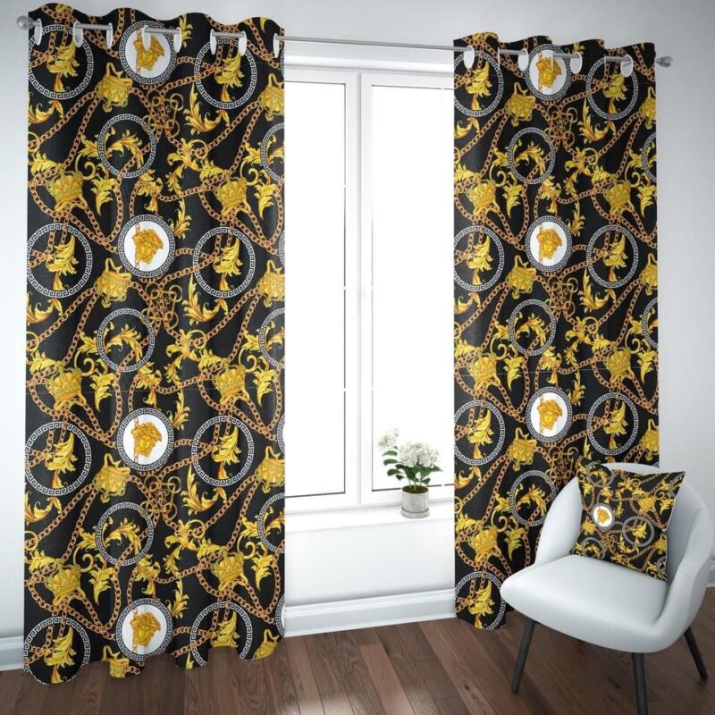 Gianni Versace Gold Premium Window Curtains Hot 2023 Luxury Curtain WC092