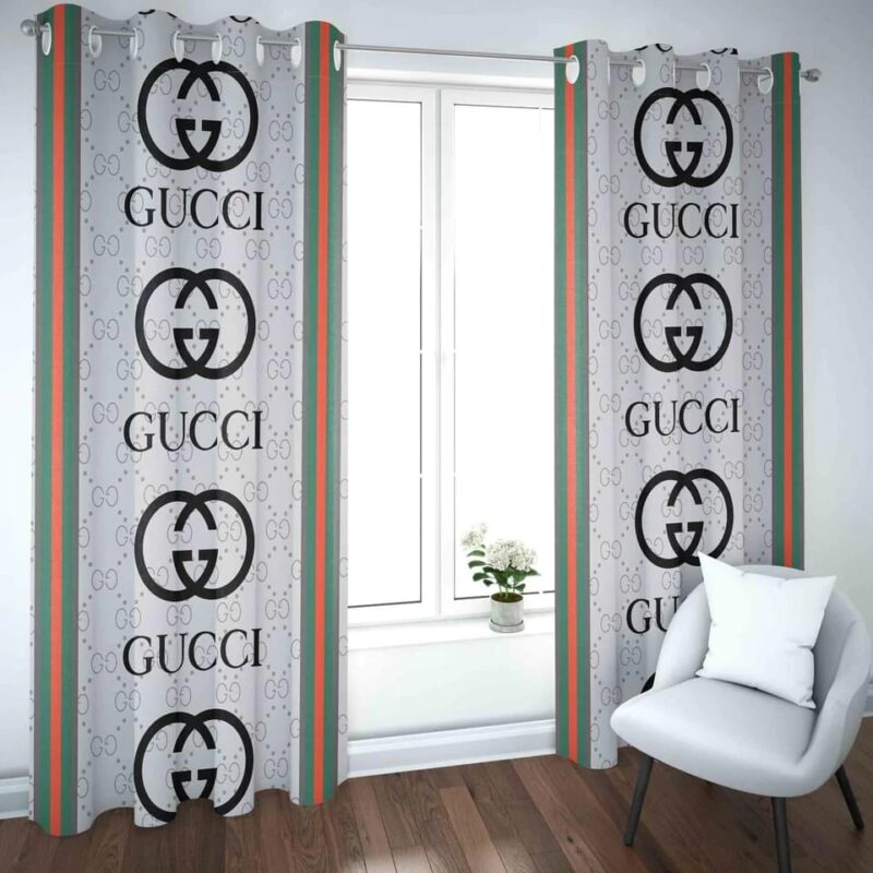 Gucci Logo Stripe Premium Window Curtains Hot 2023 Luxury Curtain WC078