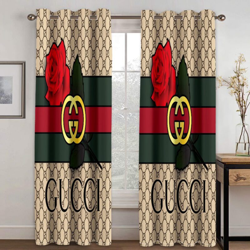 Gucci Rose Premium Window Curtains Hot 2023 Set WC069