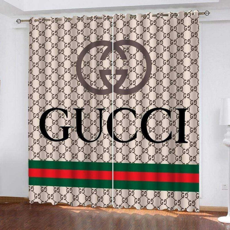 Gucci Stripe White Premium Window Curtains Hot 2023 Luxury Curtain WC064