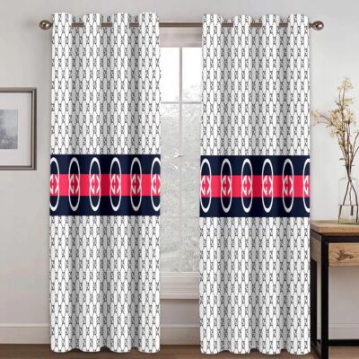 Gucci White Stripe Premium Window Curtains Hot 2023 Luxury Curtain WC061