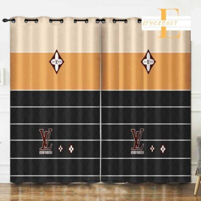 LV Louis Vuitton Black Brown Cream Premium Window Curtains Hot 2023 Luxury Curtain WC023