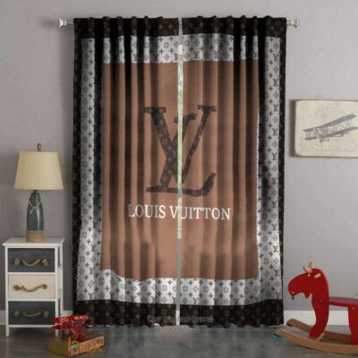Louis Vuitton Brown Square LV Premium Window Curtains Hot 2023 Luxury Curtain WC056