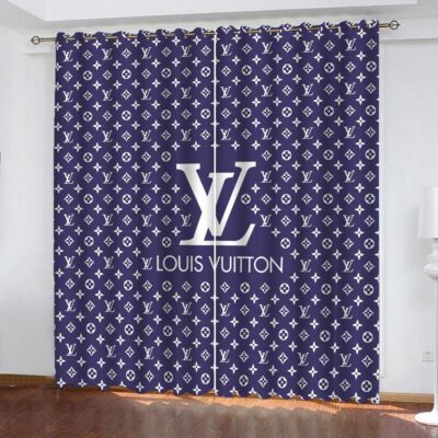 Louis Vuitton LV Blue Luxury Curtain Premium Window Curtains Hot 2023 Set WC048