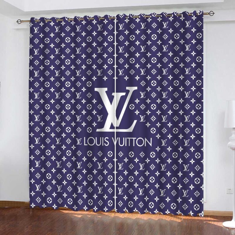 Louis Vuitton LV Blue Luxury Curtain Premium Window Curtains Hot 2023 Set WC048