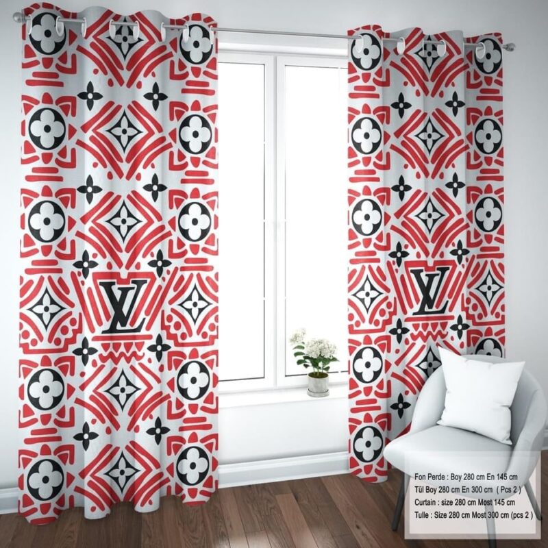 Louis Vuitton LV Red Premium Window Curtains Hot 2023 Set WC033