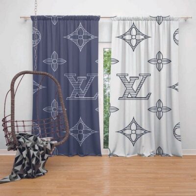 Louis Vuitton White Blue LV Premium Window Curtains Hot 2023 Luxury Curtain WC025