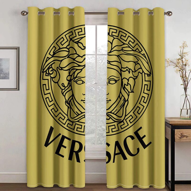 Versace Logo Yellow Premium Window Curtains Hot 2023 Luxury Curtain WC007