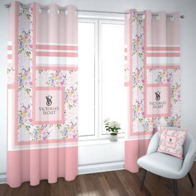 Victoria's Secret Pink Floral Premium Window Curtains Hot 2023 Luxury Curtain WC002