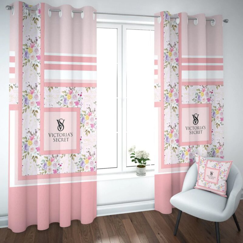 Victoria's Secret Pink Floral Premium Window Curtains Hot 2023 Luxury Curtain WC002