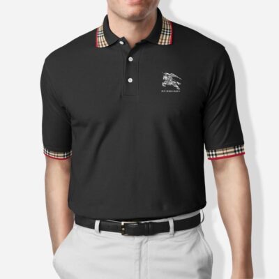 Burberry Black Polo Shirt Luxury Brand Tennis Shirt Golf Shirt PLS011