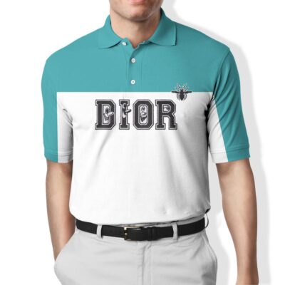 Dior Teal Polo Shirt Luxury Brand Tennis Shirt Golf Shirt PLS072