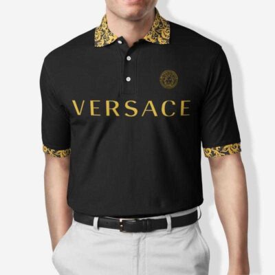 Gianni Versace Black Gold Polo Shirt Luxury Brand Tennis Shirt Golf Shirt PLS099