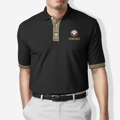 Gianni Versace Black Polo Shirt Luxury Brand Tennis Shirt Golf Shirt PLS104