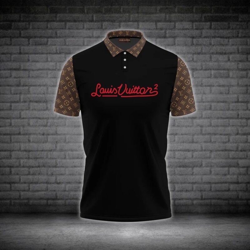 Louis Vuitton Black Polo Shirt LV Luxury Brand Tennis Shirt Golf Shirt PLS319