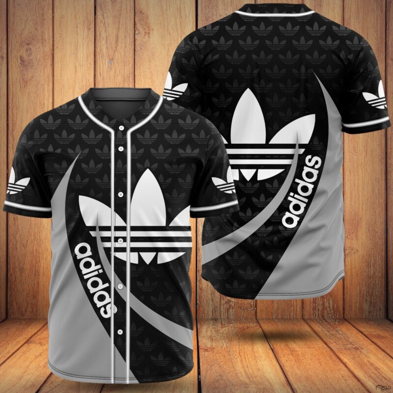 Adidas Black Grey Baseball Jersey Shirt BJS864