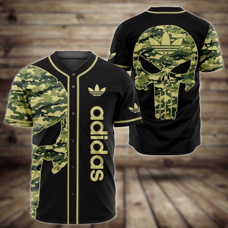 Adidas Skull Camouflage Baseball Jersey Shirt BJS885