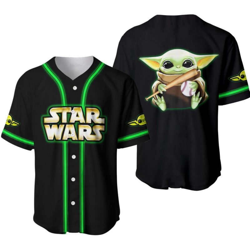 Baseball Jersey Shirt All over Print Disney Gift Star War Baby Yoda BJS898