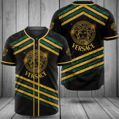 Gianni Versace Black Baseball Jersey Shirt Luxury BJS923