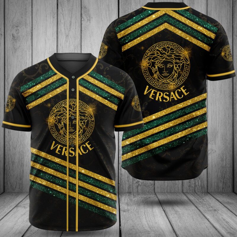 Gianni Versace Black Baseball Jersey Shirt Luxury BJS923